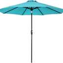 Tempera Striped Patio Umbrellas Outdoor Table Market Umbrellas with Crank & Pust Button Tilt|Auto-Tilt, 8 Steel Ribs, High Color-Fastness Canopy