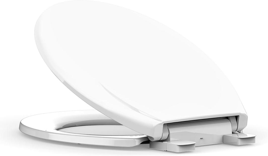 Durable Soft Close Toilet Seat Round Durable Plastic with Quick-Release Hinges, Easy Install & Clean, Industrial Grade Replacement for Standard Toilets, White