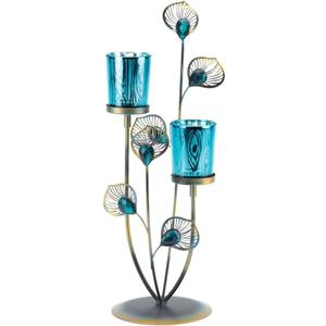 Gallery of Light 10015949 Peacock Plume Candleholder, Multicolor