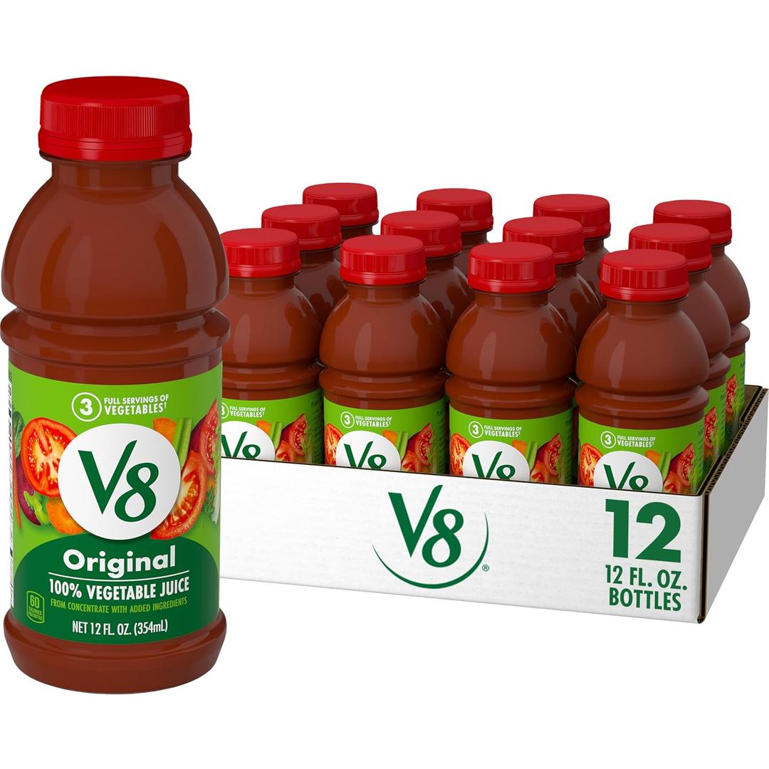 V8 Original 100% Vegetable Juice, 12 fl oz Bottle (12 Pack) (EXP 08/05/27)