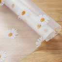 Daisy Shelf Liner for Kitchen Cabinets Non-Adhesive, Non-Slip Drawer & Refrigerator Liner Waterproof, Washable Cabinet Mat Floral Pattern, Easy to Cut & Install Fits Pantry, Bathroom, Office