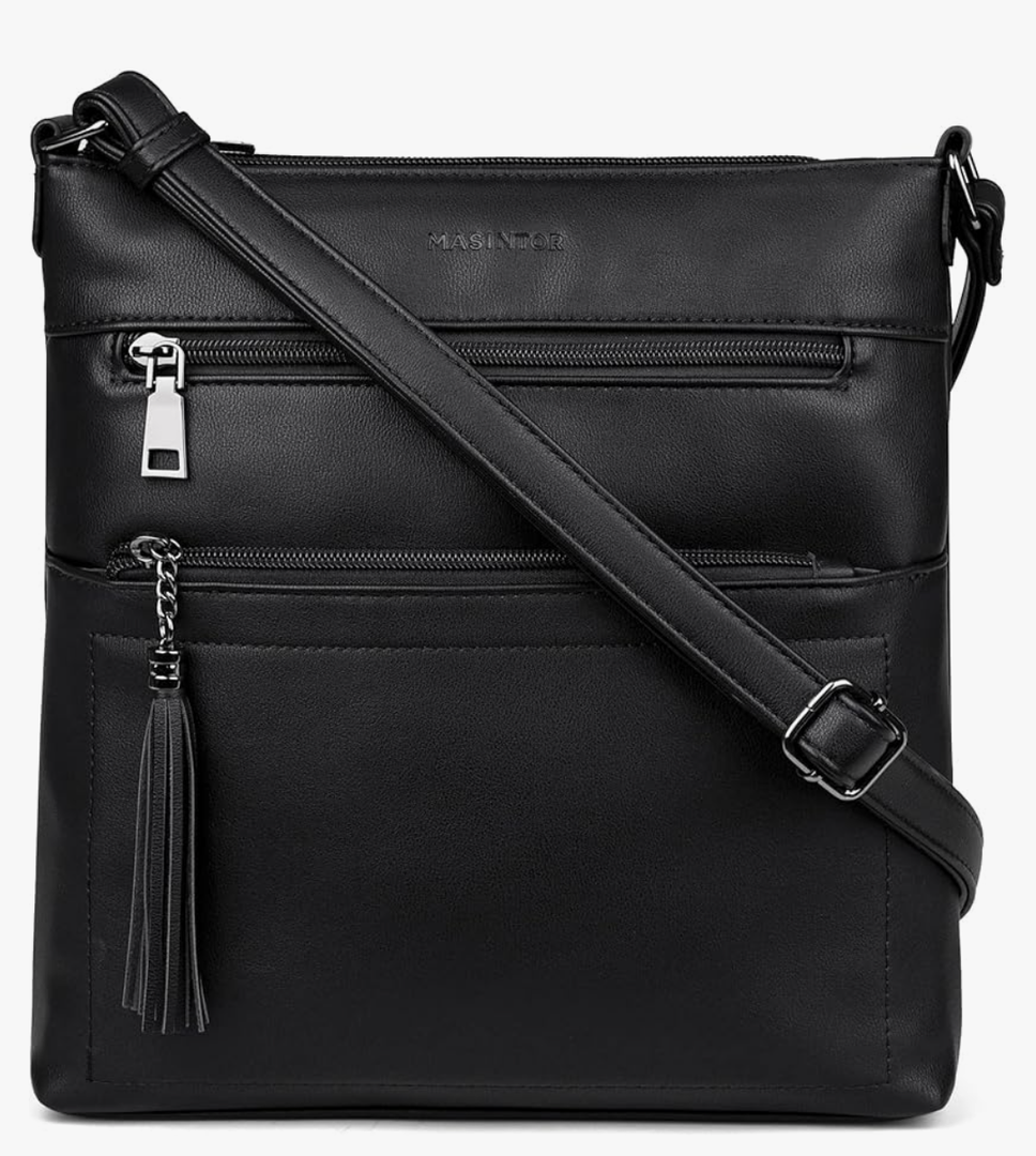 MASINTOR Crossbody Purses for Women, Multi Pocket Casual Crossbody Bag, Adjustable Strap Shoulder Bag with Tassel