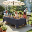LUSHVIDA Rectangle Outdoor Tablecloth with Umbrella Hole and Zipper, 60x84 Inch Grey, Washable Waterproof Table Cloth Spill Proof Wrinkle Free Table Cover for Patio Spring Summer Picnic BBQS