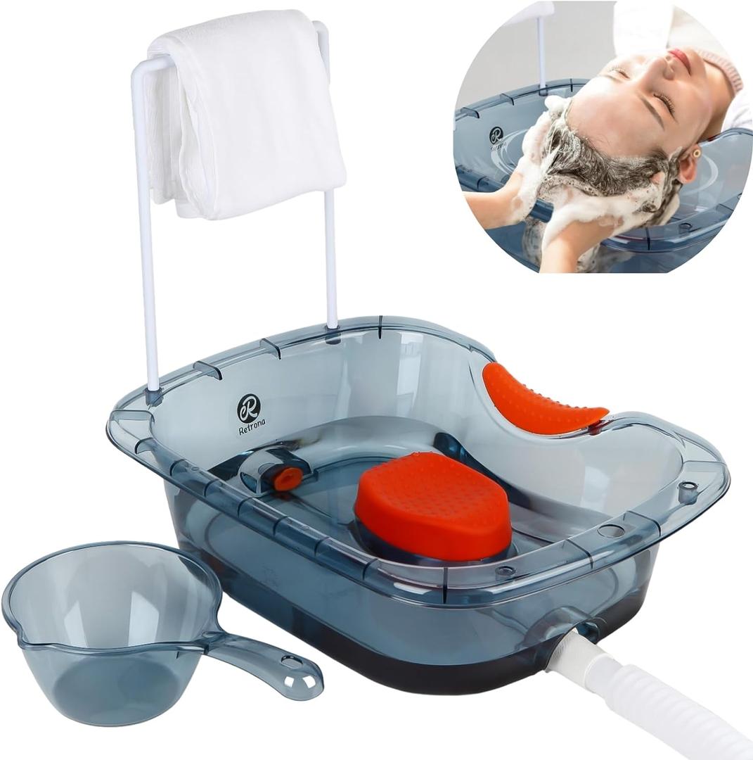 Hair Washing Basin for Bedridden - Portable Shampoo Bowl and Basin at Home for the Elderly - Hair Washing Tray for Seniors and Disabled Patients in Bed, Blue 