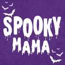 Halloween Shirts for Women Spooky Mama T-Shirt Funny Leopard Cobwebs Crewneck Tee (Purple, S)
