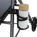 Oxygen Tank Holder for Walker and Rollator Fits D and E Cylinders for 1 inch to 1 1/8 inch 25 to 28.6 mm Tubes ONLY Steel Bracket with Secure Straps and Cup Holder Check Fit Before Purchase