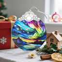 2 x Christmas Ornament, Christmas Decoration, Stained Glass Ornament, Heirloom Keepsakes, Holiday Ornaments, Holiday Presents, Unique Xmas Gifts, Gift Exchange Ornaments, Gift Idea - Aurora Borealis