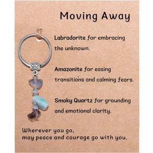 Small Natural Stones Keychain for Women Men, Emotional Support Gift, Stress Relief, Affirmation Gift Crystal Keyring