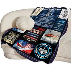 Coast Guard Blanket Soft Fuzzy Fleece Navy Coastal Anchor Blankets Decor Cozy Warm Plush Flannel Blanket Gifts for Men Women Boys Girls Home Chair Sofa Couch Bed 50"X40"