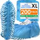 Innovative Haus Blue Indoor Disposable Shoe Covers - Disposable Non Slip Boot Covers - Indoor Reusable Booties - Treads - Water Resistant - Pack of 200, Extra Large