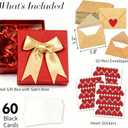 60 Mini Envelopes Pocket Hugs Cards with I Love You Gifts for Him Tiny Notes Blank Small Note Letters Open Letter Paper DIY Card Cute Stationary Boyfriend Bf Thinking Gift Just Because Birthday