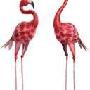 XONOR Metal Flamingo Garden Statues Red Flamingo Yard Art Outdoor Sculptures for Home Patio Lawn Backyard Décor, Set of 2