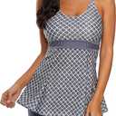 Zando Womens Tankini Swimsuits for Women 2025 Tummy Control Swimsuit Bathing Suit Top with Boyshorts Flowy Women' Swimwear (XX-Large, C01 Dark Grey Diamond)