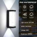 24W Outdoor Porch Lights Exterior Lighting Fixtures Wall Mount Rectangular Modern Patio Sconces 3000LM 6000K Aluminum Black IP65 for Garage House Front Door Entryway