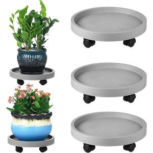 3 Pack Plant Caddy with Wheels Rolling Plant Stand with Wheels 13 Inch Plant Dolly Heavy Duty Large Potted Plant Mover with Casters for Indoor and Outdoor, Grey (Gray)
