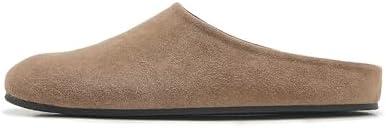 ATBELL Women's Suede Clogs Round Toe Leather Mules Cork Footbed Clog with Arch Support Comfort Casual Slip-on Fall Shoes 36