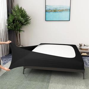 Alyvia Spring Box Spring Cover Full Size - Jersey Knit & Stretchy Wrap Around 4 Sides Bed Skirt for Hotel & Home - Full/Full XL, Black