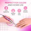 M Mase- Professional Nail Drill Machine - Coreless 2-in-1 Nail File - Electric, Cordless, 35000 RPM, HD Display - Electric Nail Drill for Professional & Home Use (Unicorn Pink)