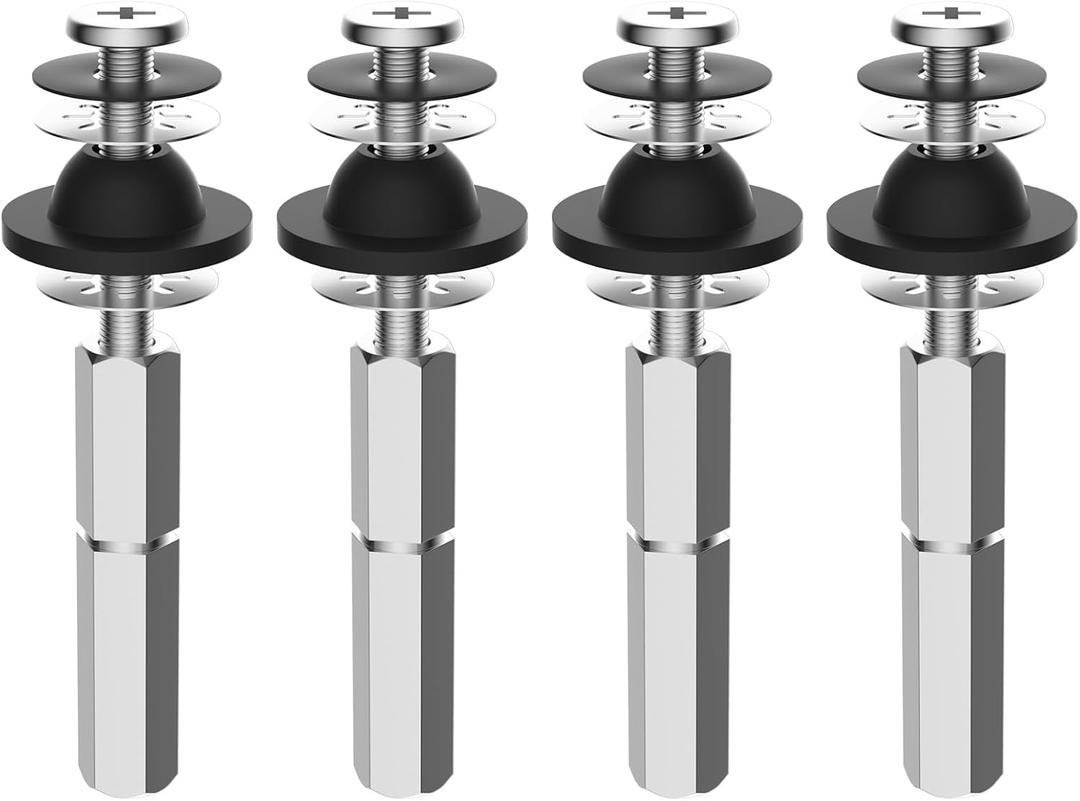 Hibbent 4 PCS Universal Toilet Seat Bolts Kit, Heavy Duty Stainless Steel Toilet Bolts with Extra Long Downlock Nuts Rubber Washers Gaskets, Easy to Install -Bathroom Toilet Repair Screw (Brushed Nickel)