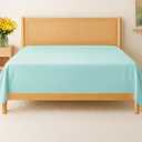 Twin XL Size Flat Sheet - Hotel Quality Top Flat Bed Sheet Only - Ultra-Soft, Breathable & Cooling - Fade & Wrinkle Free - Easy-Care, Stain & Shrink Resistant Bedding - Easy-Fit & Oeko-Tex - Spa Blue