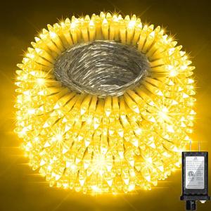 492FT Outdoor Christmas Lights, 1300 LED Super Long String Lights 8 Lighting Modes & Timer Memory, Outsite Waterproof Light Strings for House Tree Garden Wedding Party Holiday Decorations Warm White