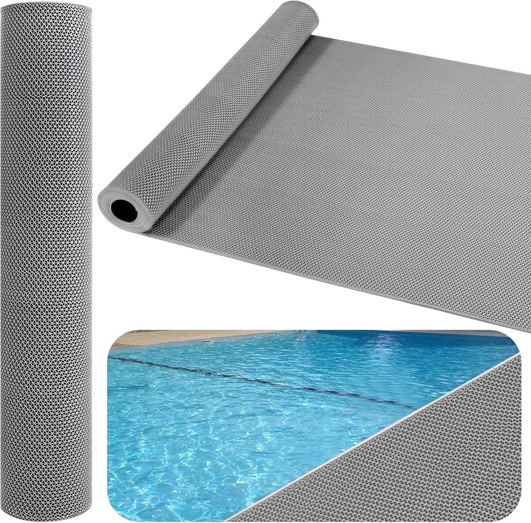 PVC Waterproof Non Slip Pool Mat3x10 FT Rubber Pool Rug Outdoor Rubber Mats with Drainage for Indoor Outdoor Deck Poolside Bathroom