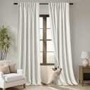 PANELSBURG 92 Inch Long Blackout Curtains 2 Panels Set,Linen Back Tab Pleated Room Darkening Curtains for Bedroom Living Room,Cream Ivory (Natural)