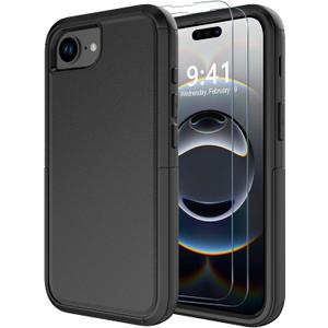 Diverbox for iPhone 16e Case [Compatible with MagSafe] [Shockproof] [Dropproof] [with Screen Protector ] Heavy Duty Protection Phone Case Cover for Apple iPhone 16e 2025 6.1 inch (Black)