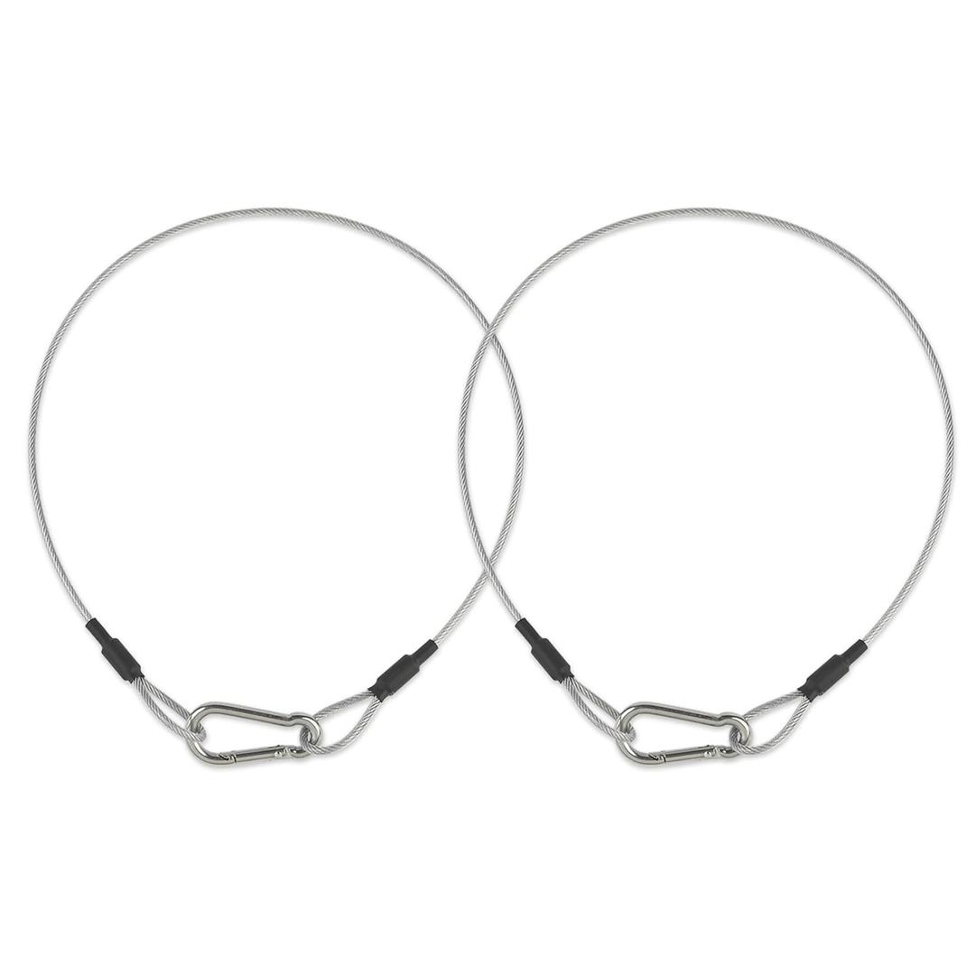 1/8" Safety Cables 2ft Security Cable 304 Stainless Steel Wire Ropes with Carabiner Lock 50lb Load Capacity Falling Prevention for DJ Stage Light Luggage,2 Pack (Silver)