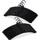 JS Hanger Padded Hanger for Sweaters - 17 Inch Extra Large Heavy Duty Satin Covered Coat Hangers No Shoulder Bump for Women Clothes, Sweaters, Dresses, Clothing, Weddings, Lingerie Pack of 6, Black