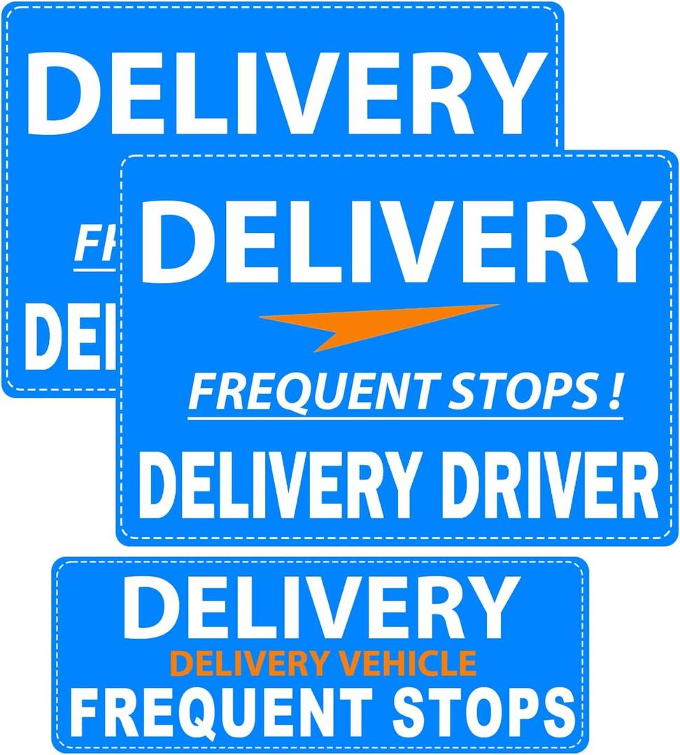 Delivery Driver Car Magnet - High Visibility Reflective Safety Magnet for Vehicle Doors & Bumpers - Strong Hold Magnetic, Weather-Resistant, Easy to Apply (3 BLUEWHITE), 11.8 inches x 8.4 inches