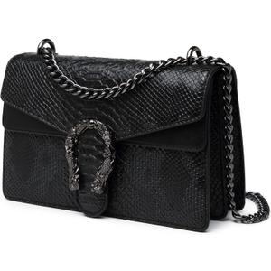 MYHOZEE Crossbody Bags for Women - Snake Printed Clutch Purses Leather Chain Shoulder Bags Evening Handbags