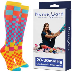 Nurse Yard Compression Socks for Nurses - Women & Men - 20-30mmHg Graduated Compression, Zero-Toe Compression, For Medical Staff, Nursing, Athletic Support Such As Running, Cycling, Hiking - 1 Pair, Size: XX-Large