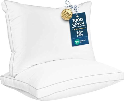 Utopia Bedding Bed Pillows for Sleeping Queen Size (White), Set of 2, Soft & Fluffy Pillow with Down Alternative Filling, Cooling, Hotel Quality, Gusseted Pillow for Back, Stomach or Side Sleepers, 18x28x1 in