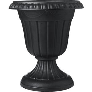 Arcadia Garden Products PL00BK Classic Traditional Plastic Urn Planter, 16 x 18, Black