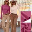 Riyiper 2 Pack Cotton Women's Mock Turtleneck Long Sleeve Tops Ribbed Lettuce Trim Slim Fit Basic Shirts Thermal Base Layer S