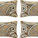 Outdoor Sunbrella Decorative Pillows Pack of 4, 20" x 12" Outdoor Pillow Set for Couch Bed Throw Patio Sofa, Royce Walnut