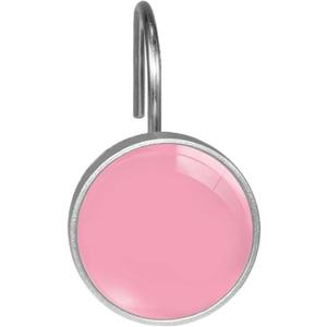 Pink Shower Curtain Hooks Set of 12 Rustproof Metal Decorative Shower Hooks for Curtains Rods Solid Color Shower Curtain Rings for Bathroom Living Room Bedroom