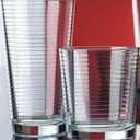 Le'raze Set of 16 Heavy Base Ribbed Durable Drinking Glasses Includes 8 Cooler Glasses (17oz) and 8 Rocks Glasses (13oz), Clear Glass Cups - Elegant Glassware Set