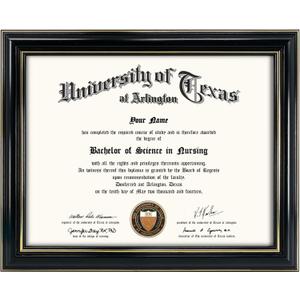 GraduationMall 8.5x11 Certificate Diploma Frame,Solid Wood & Tempered Glass, Black Finish with Gold Trim
