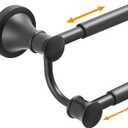 Hoimpro Adjustable Retractable 15-27 Inches Stainless Steel Bathroom Towel Bar, Bathroom Accessories Bath Hotel Double Towel Bar Rod Hanger Wall Mounted Towel Holder Towel Rack, Matte Black