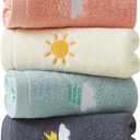 Gukasxi Children's Facial Towel, 4 Pack Kids Washcloth Towels, 100% Cotton Kids Face Towels Hand Towels for Bathroom, Multicolor Fingertip Towels Children Wash Cloths for Hand, Face, Shower