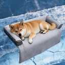 GGIB Cooling Dog Bed Mat with Bolster Pillow Washable Dog Couch Cover Breathable Summer Pet Couch Bed Protector Indoor(Medium, Cooling Grey)