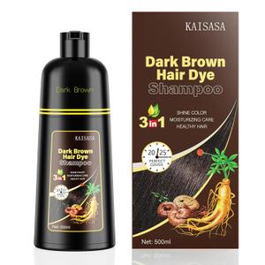 Dark Brown Hair Dye Shampoo 3 in 1, Hair Color Shampoo for Women and Men, Hair Dye to Cover Gray Hair, Herbal Ingredient Shampoos for Grey Hair Coverage 500ml (Dark Brown)