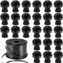 24 PCS Balloon Weights Metallic Anchor, Balloon Holder Heavy Weights with 1 Roll Black Crimped Ribbon for Balloons Table Party Favor Birthday Decor(Black)