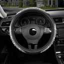 Road Comforts Pixel Glitter Steering Wheel Cover, 14.515 Inch Leather Steering Wheels Snug Fit, Anti-Slip Leather Grip, Elegant Sparkle Design, Universal Fit - Black