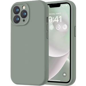 LOVE 3000 Designed for iPhone 13 Pro Max Case, Premium Silicone with [Soft Anti-Scratch Microfiber Lining] Shockproof Protective Phone Case for Men Women Girls 6.7", Calke Green