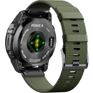 Rugged Pure Nylon Woven Watch Band for Garmin Fenix 5X/6X/7X/8 51mm, Quickfit 26mm Watch Bands for Garmin Fenix 7X Pro Sapphire Solar/6X Pro/5X Plus, for Fenix 3, Tactix Delta (army green)