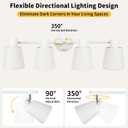 HiBay 4-Light White Track Lighting Ceiling, Fabric Shade Spotlight, E26 | Modern farmhouse light fixture with 4 directional heads for kitchen living room dining area, E26 base, bulbs not included