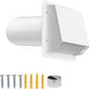 3 Inch Dryer Vent Cover Outside, Galvanized Steel Exterior Hooded Wall Vent Cover with Removable Screen & Cushioned Backdraft Flap, Exhaust Vent for House Through-Wall Dryer Vent Kit (White - 3 Inch)